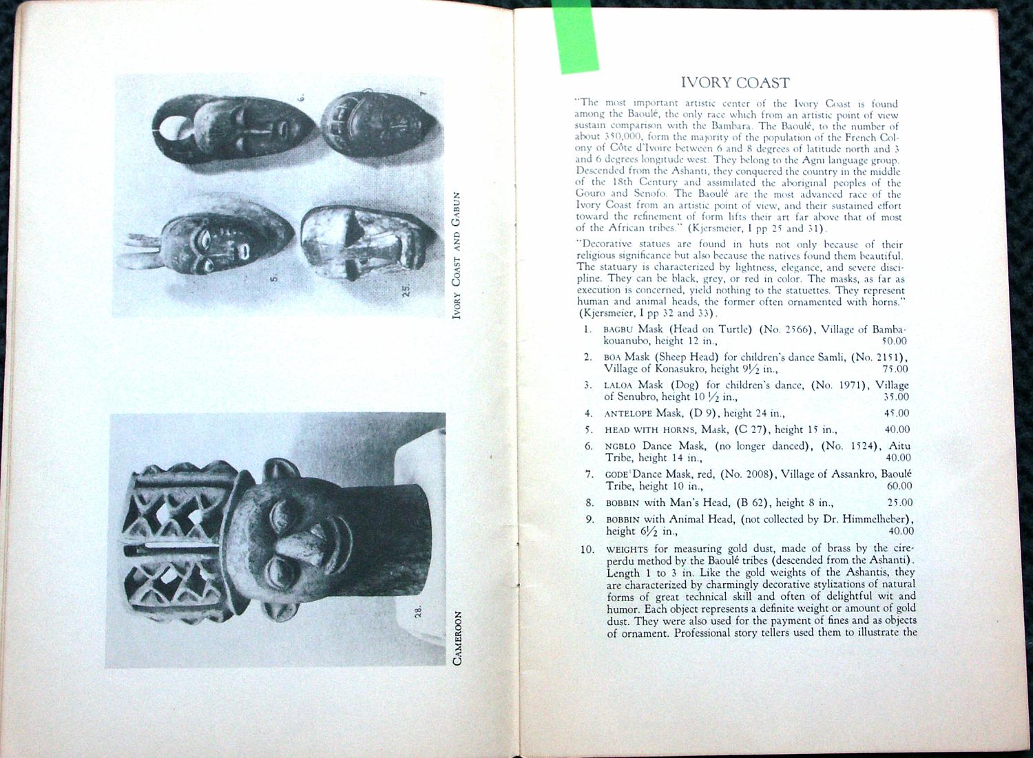 WEYH40,S.03 Kamerun-Maske + Guro-Maske + Gabun-Maske,Hans Himmelheber in Weyhe-Galerie,1940